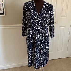 Anne Klein Navy Polka Dot Dress